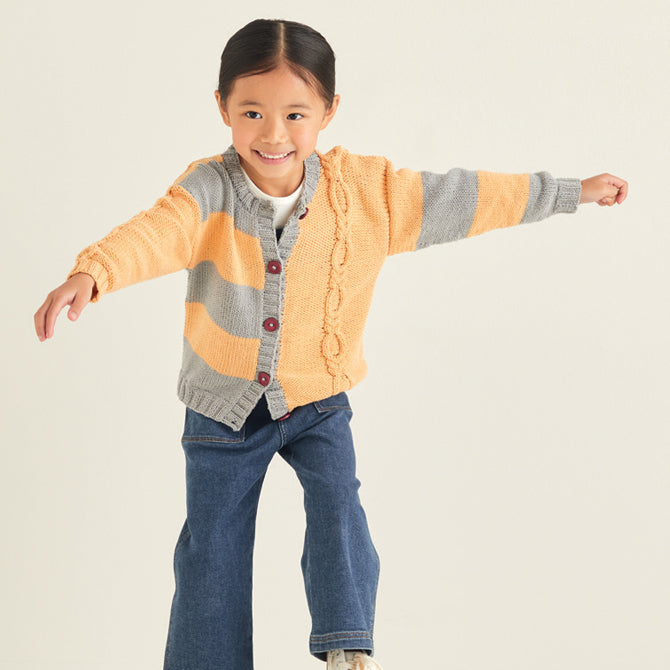 Sirdar Cabled Striped Cardigan Knitting Pattern