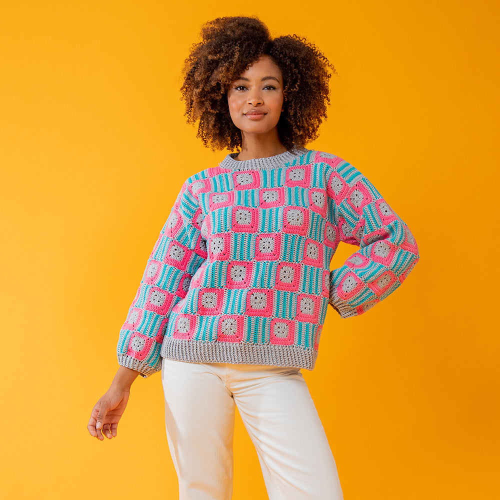 Paintbox Yarns Bold Block Sweater Crochet Pattern