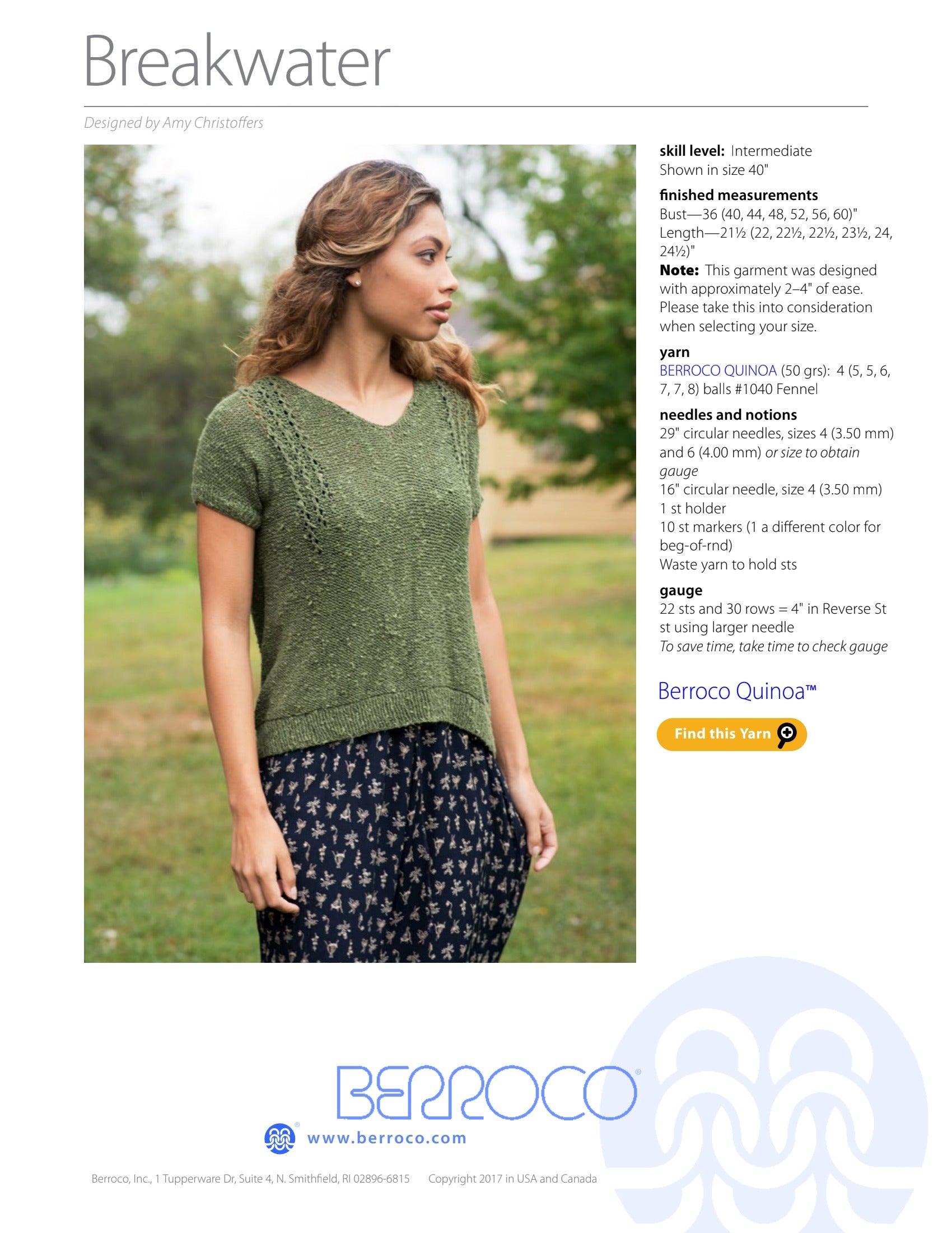 Berroco Breakwater Jumper Knitting Pattern