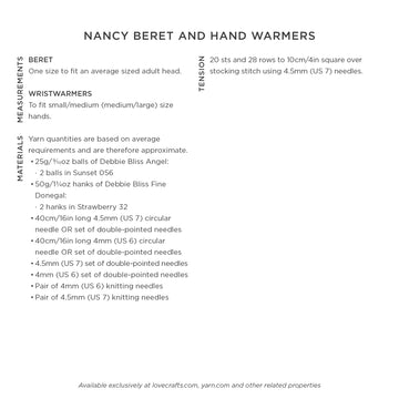 Debbie Bliss Nancy Beret & Hand Warmers Knitting Pattern