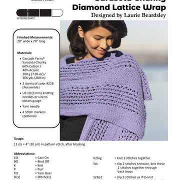 Diamond Lattice Wrap Scarf Knitting Pattern