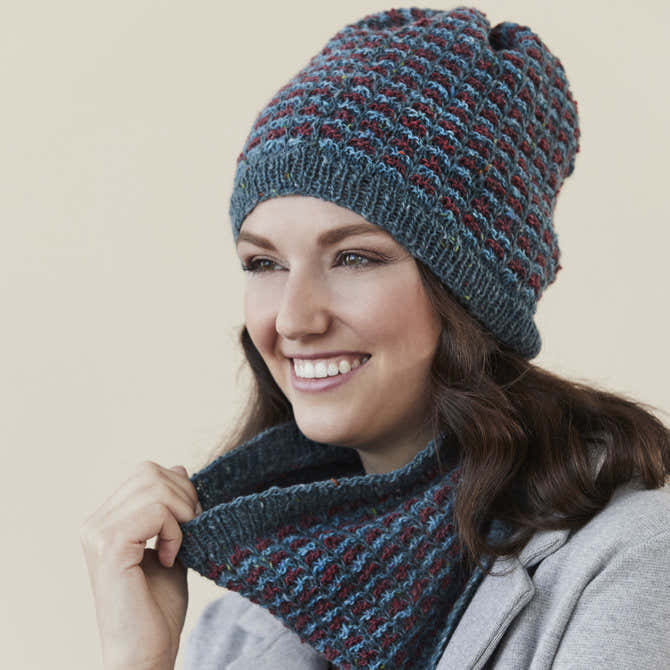 Tahki Yarns Redvale Hat and Cowl Knitting Pattern