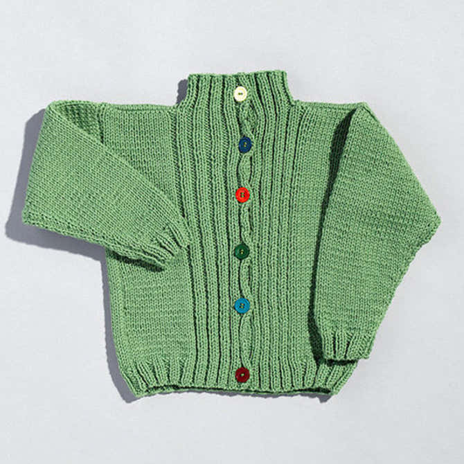 Valley Yarns Ribbed Front Child's Cardigan Knitting Pattern