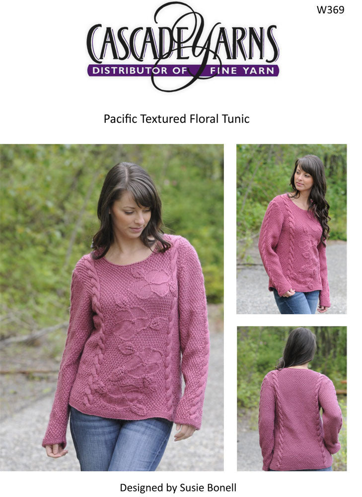 Textured Floral Tunic Cascade Pacific Free Knitting Pattern