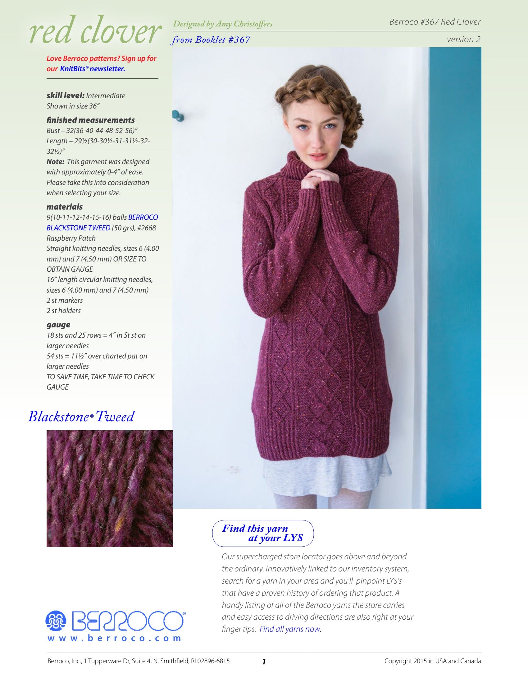 Berroco Red Clover Jumper Knitting Pattern