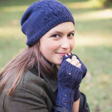 Nea Komeni Hat & Fingerless Mitts in Juniper Moon Farm Dromedary