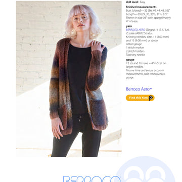 Berroco Piave Cardigan Knitting Pattern