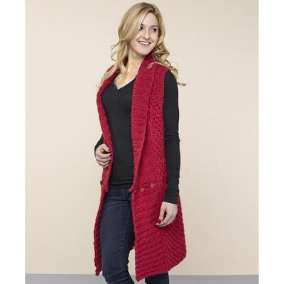 Valley Yarns 40th Anniversary Long Collared Vest Knitting Pattern