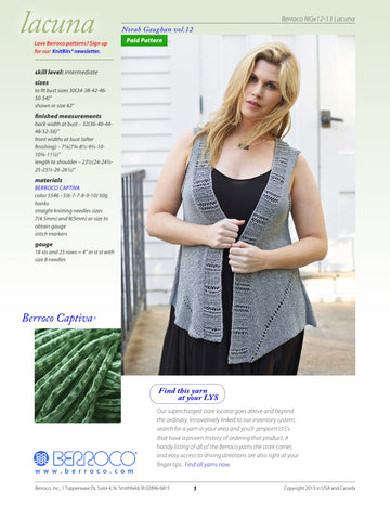 Berroco Lacuna Vest Knitting Pattern