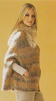 Poncho with Fur Collar in Lion Brand Homespun and Fun Fur - 30245 PDF