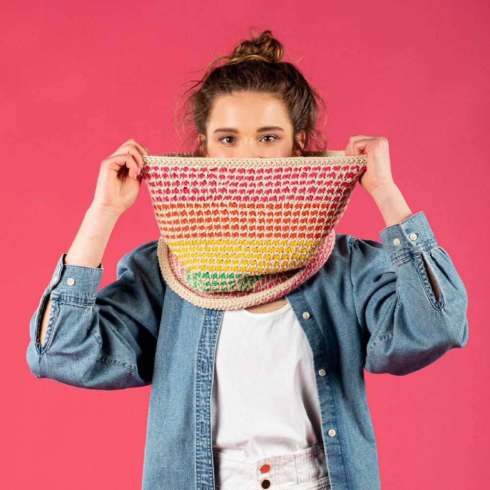Paintbox Yarns On the Tiles Cowl Crochet Pattern