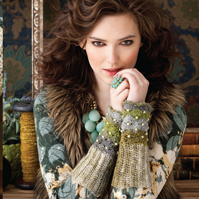 Noro Shell Stitch Wristers Gloves Crochet Pattern