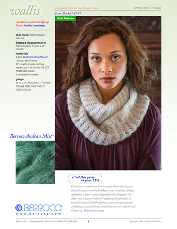 Berroco Wallis Cowl Knitting Pattern