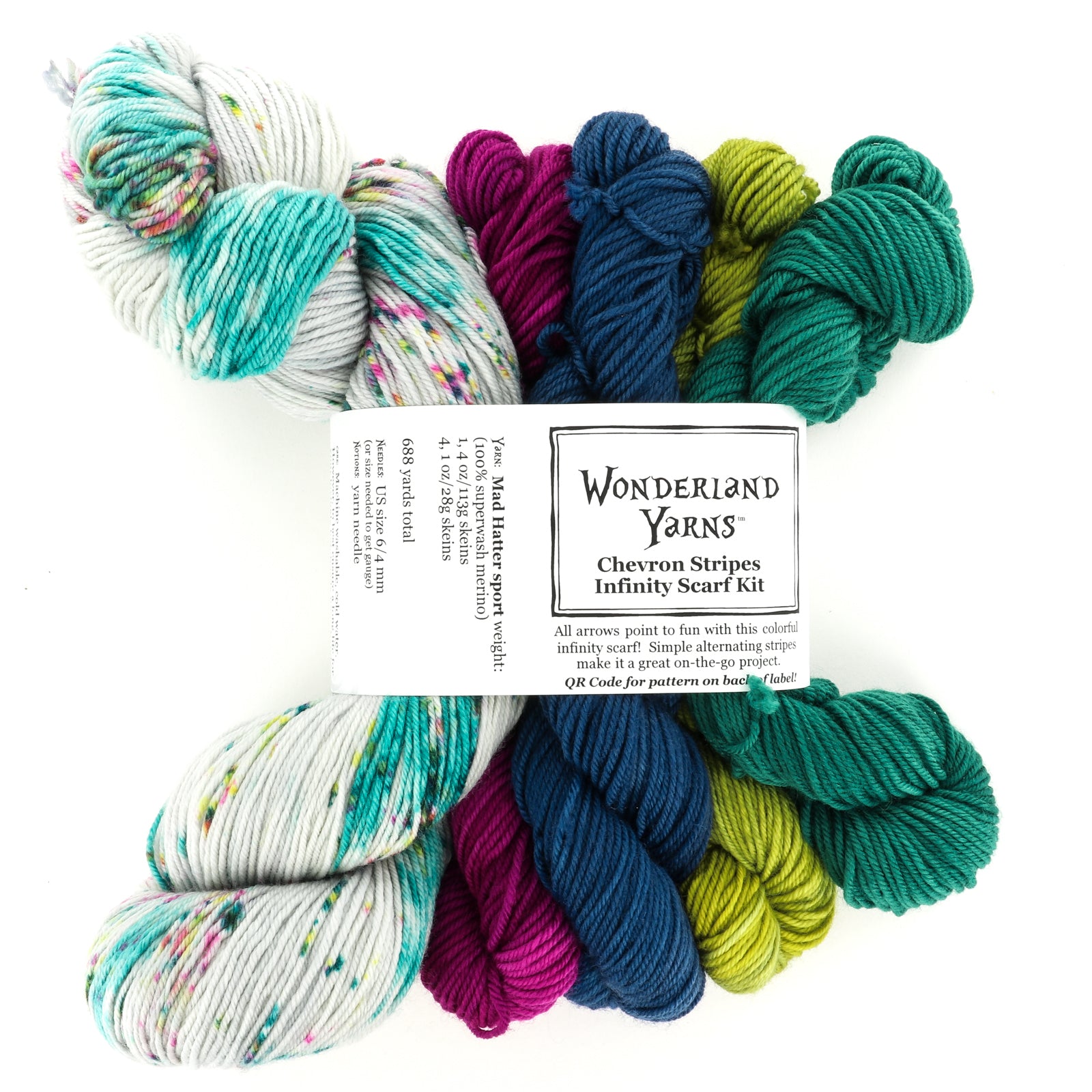 Wonderland Yarns Chevron Stripes Infinity Scarf Kit