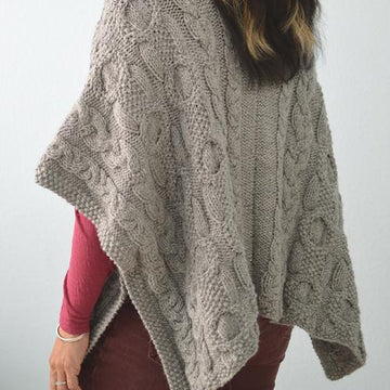#163 Cable Love Cowl Neck Poncho