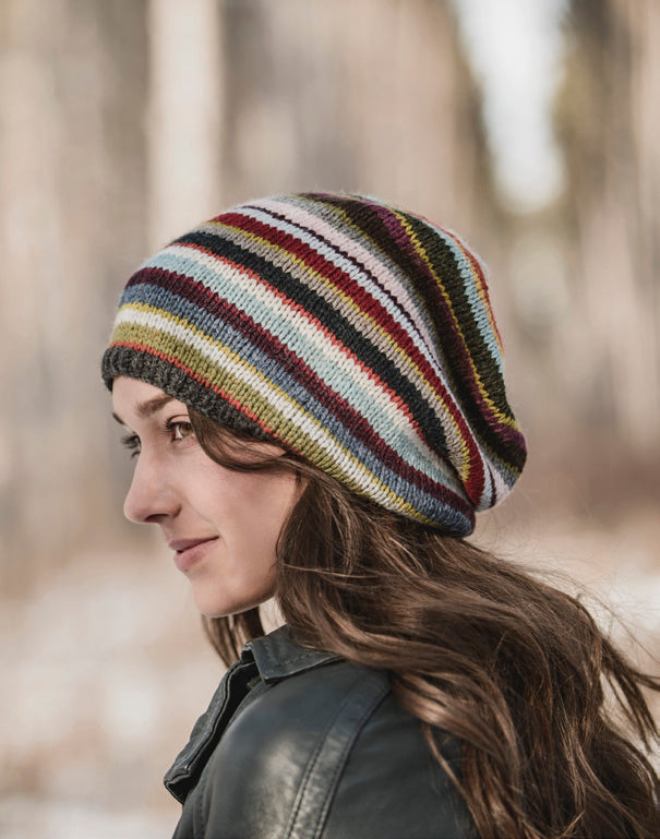 Color Slouch Hat Knitting Pattern