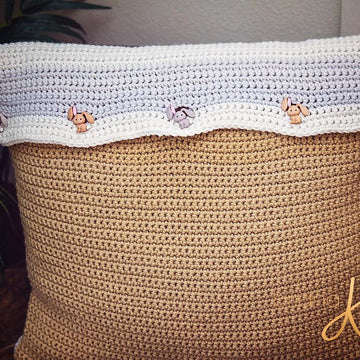 Fluffy Bunny Crochet Pillow Cover