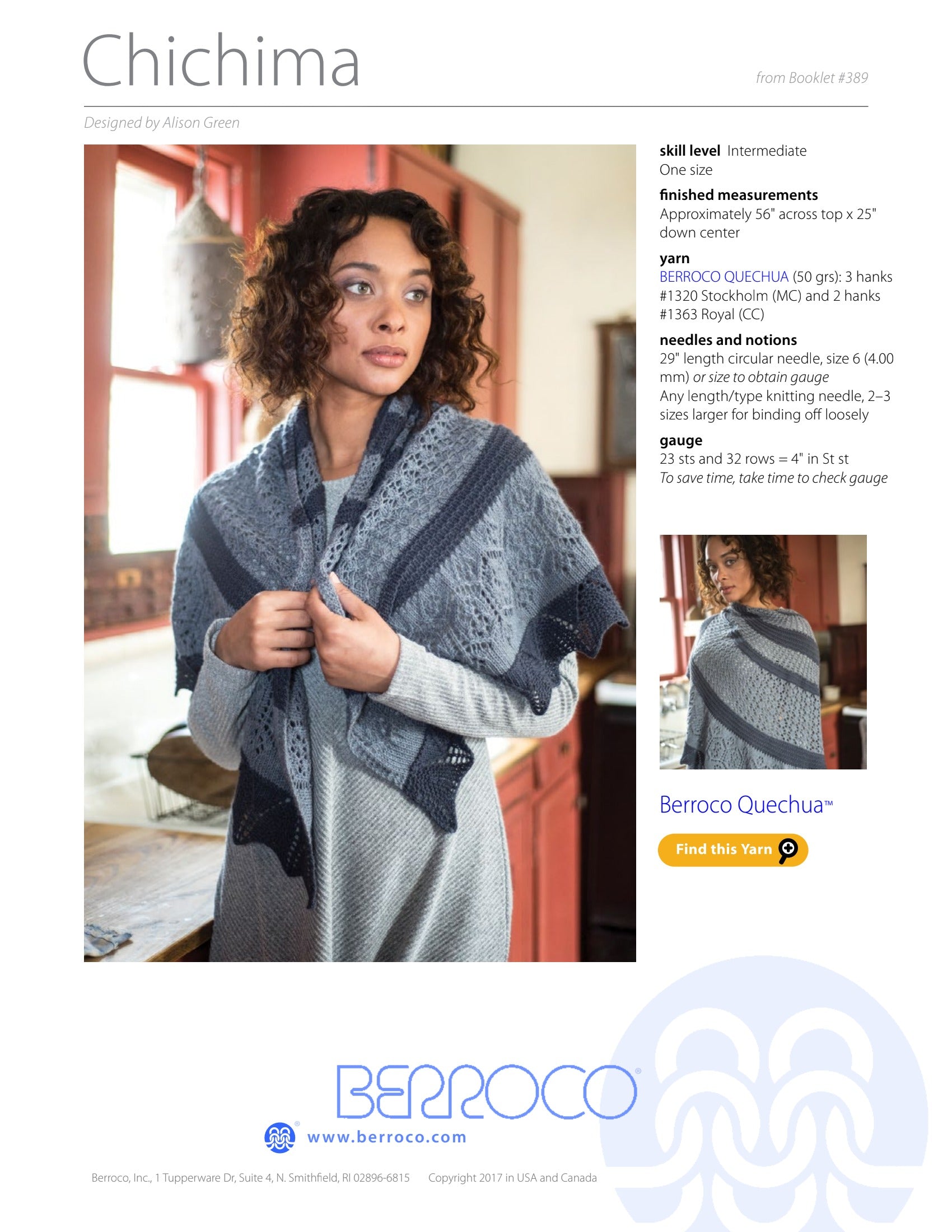 Berroco Chichima Wrap Knitting Pattern
