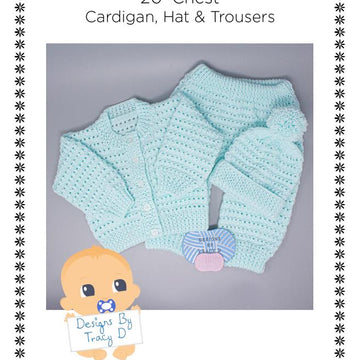 Mali Pram Set 20" chest Cardigan, Trousers &Hat