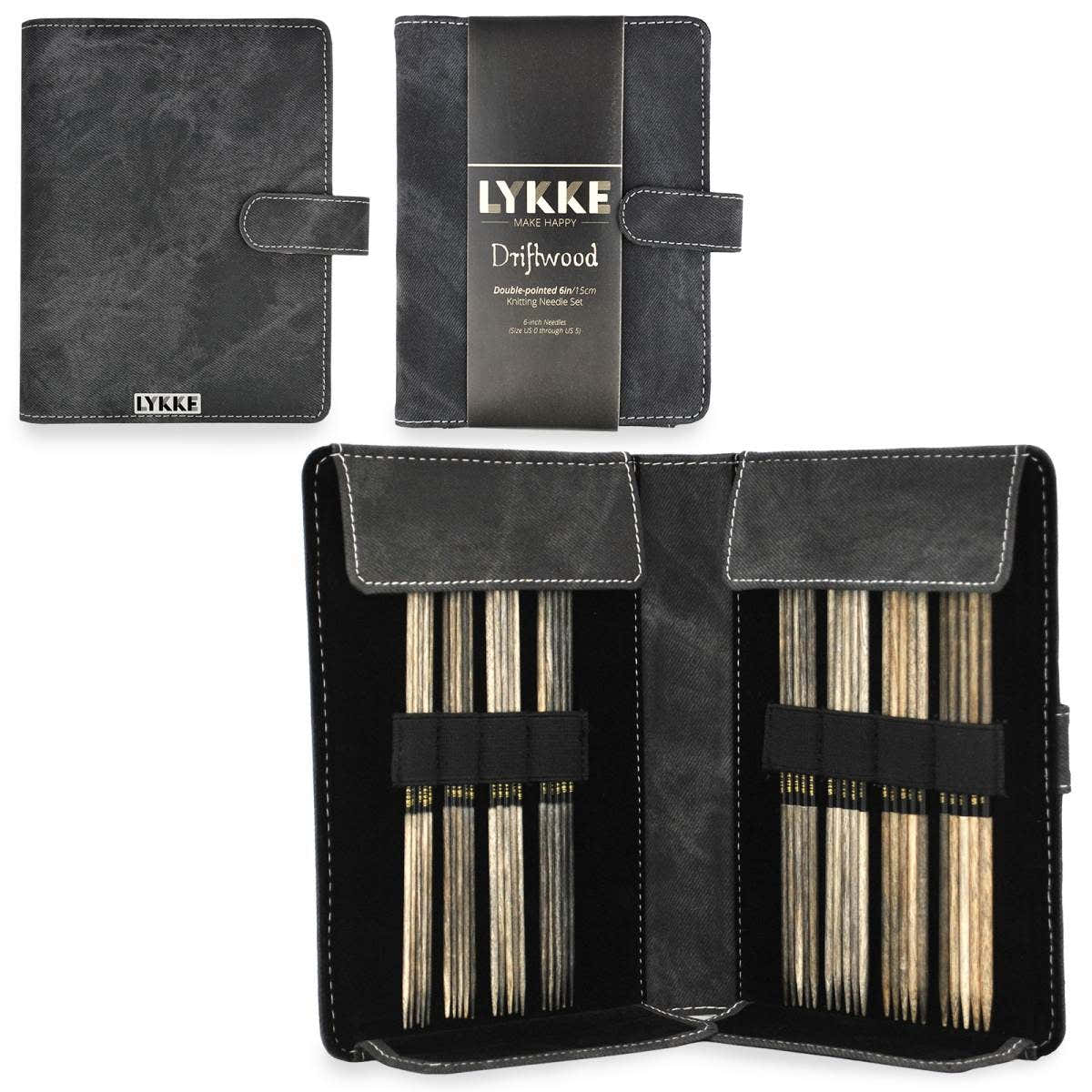 Lykke Birch Wood 6" Double Pointed Needles Set - Small Driftwood Grey (US 0-5)