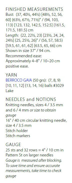 Berroco Vilamoura Jumper Knitting Pattern