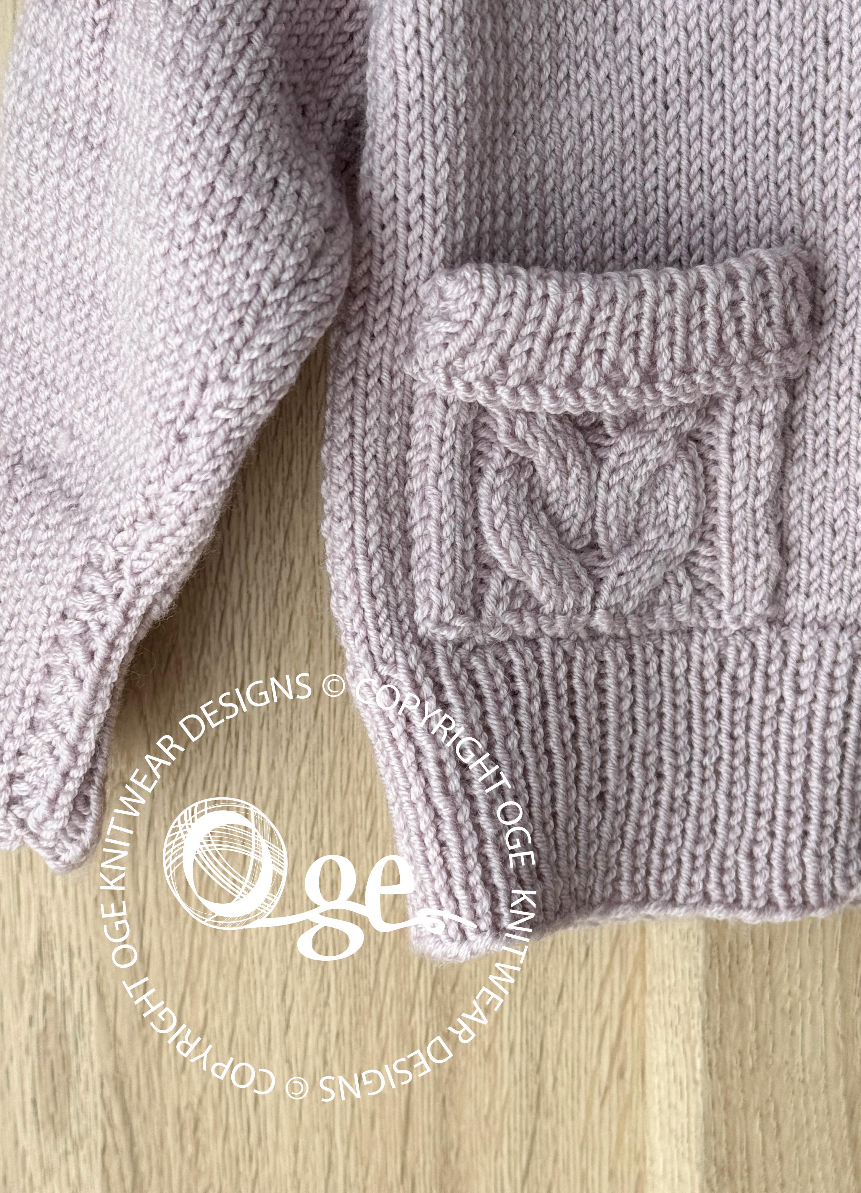 Child’s Cardigan with cable detail on sleeves and pockets - P065