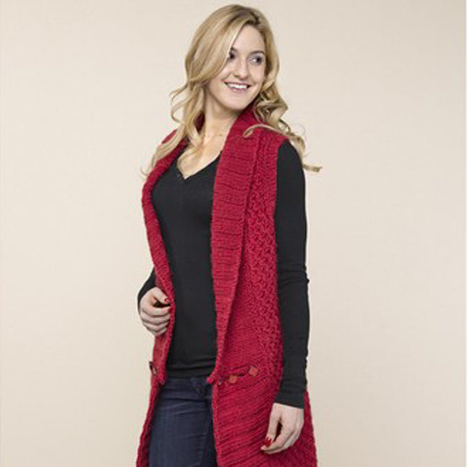 Valley Yarns 40th Anniversary Long Collared Vest Knitting Pattern