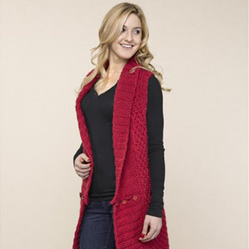 Valley Yarns 40th Anniversary Long Collared Vest Knitting Pattern