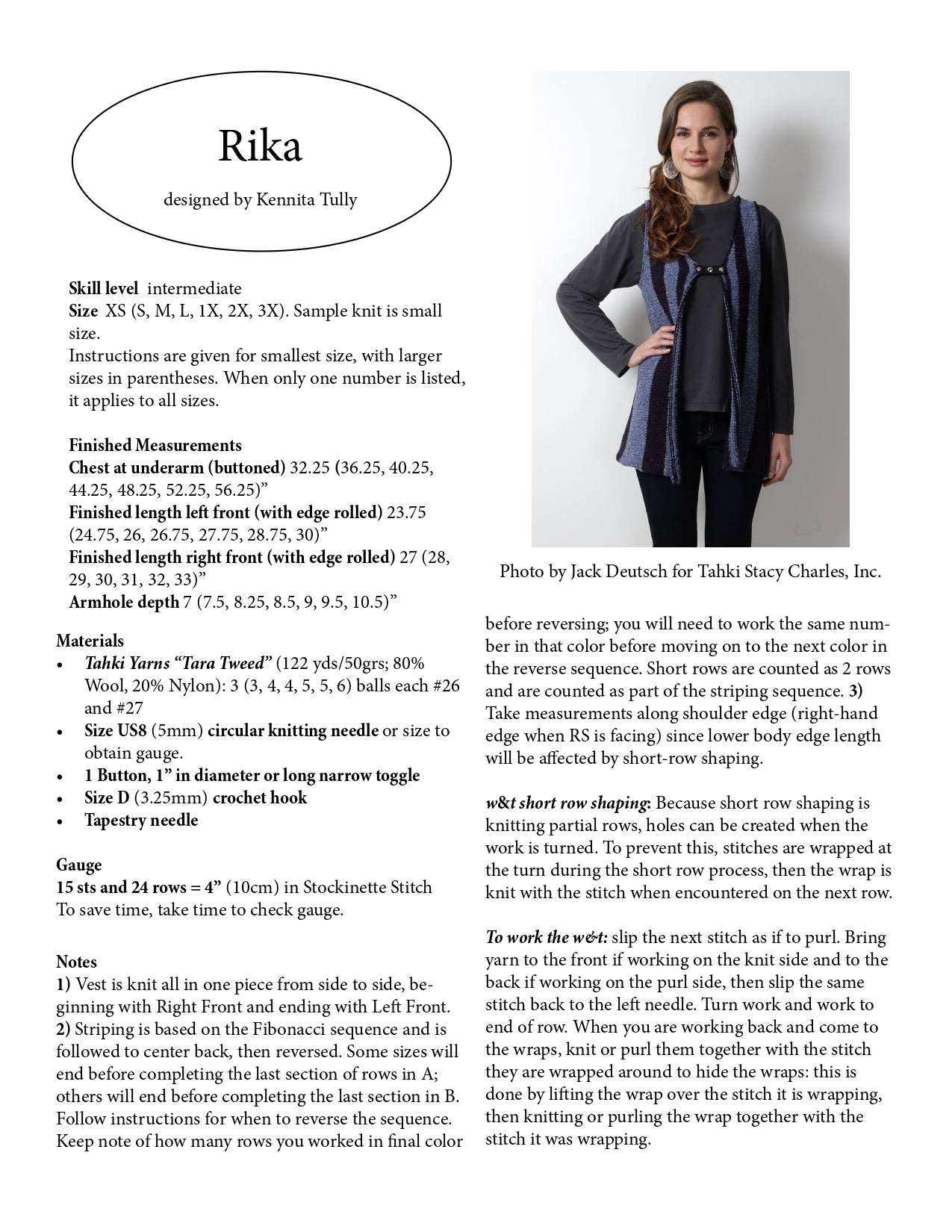 Wildflowerknits Rika Vest Knitting Pattern