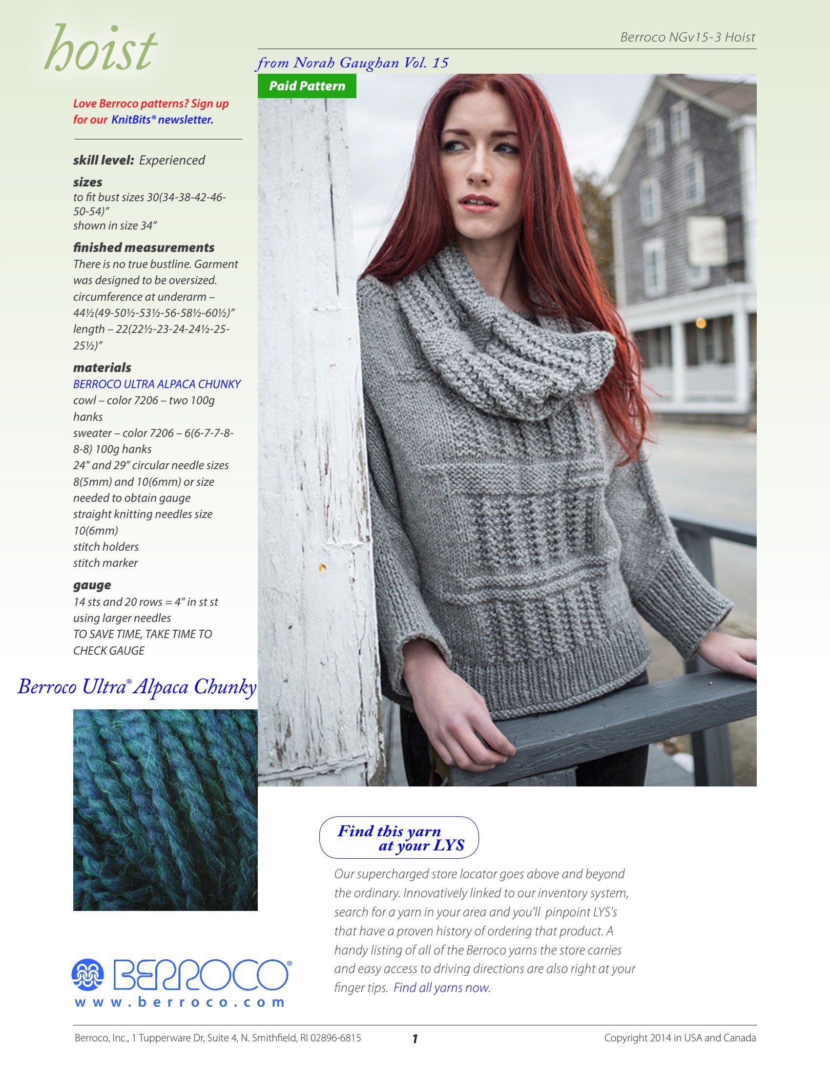 Berroco Hoist Cowl Knitting Pattern