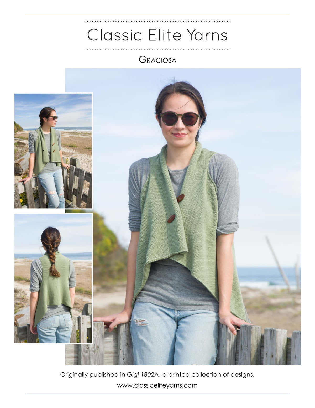 Classic Elite Yarns Graciosa Vest Knitting Pattern