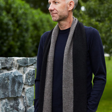 Churchmouse Studio Graphic Two-Tone Wrap & Scarf in Rowan Kid Classic/Berroco Ultra Alpaca