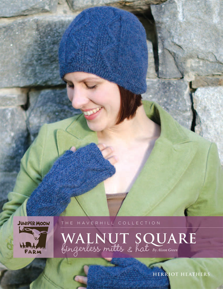 Walnut Square Fingerless Mitts & Hat in Juniper Moon Herriot