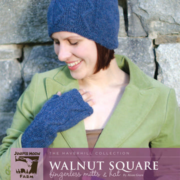 Walnut Square Fingerless Mitts & Hat in Juniper Moon Herriot