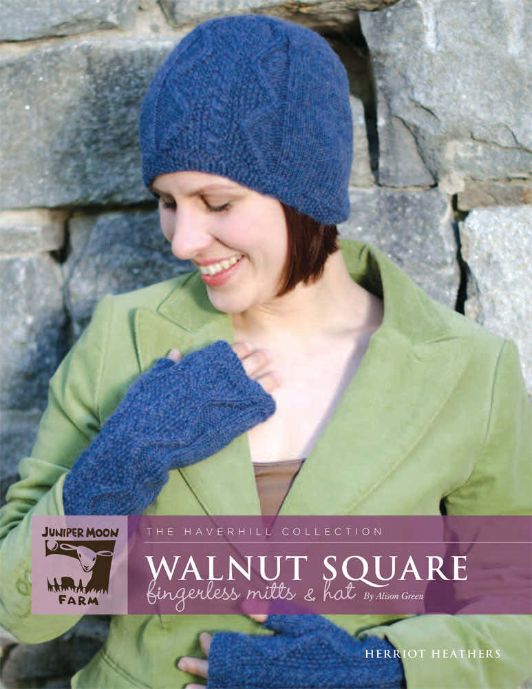 Walnut Square Fingerless Mitts & Hat in Juniper Moon Herriot