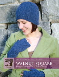 Walnut Square Fingerless Mitts & Hat in Juniper Moon Herriot