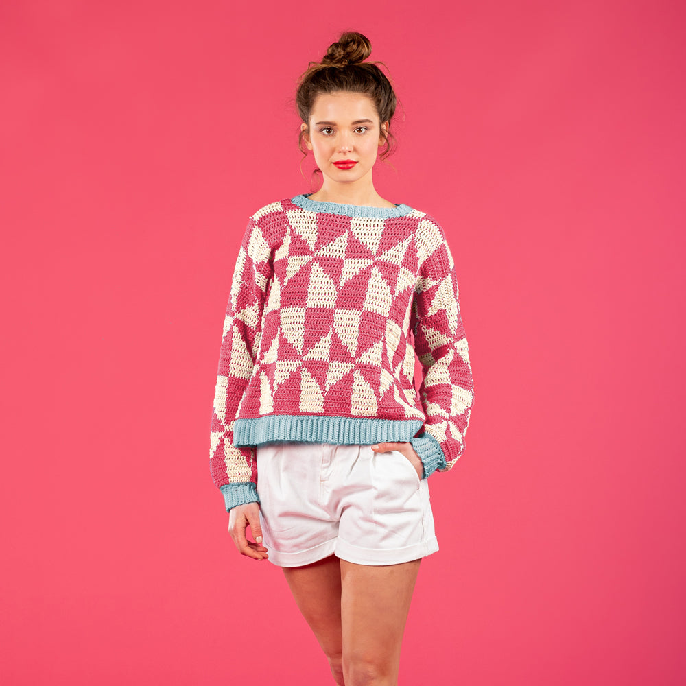 Paintbox Yarns Geometric Tile Sweater Crochet Pattern
