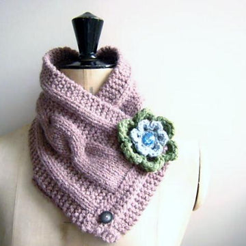 Cable Neckwarmer and Brooch