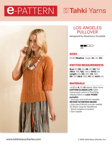 Tahki Yarns Los Angeles Pullover Knitting Pattern