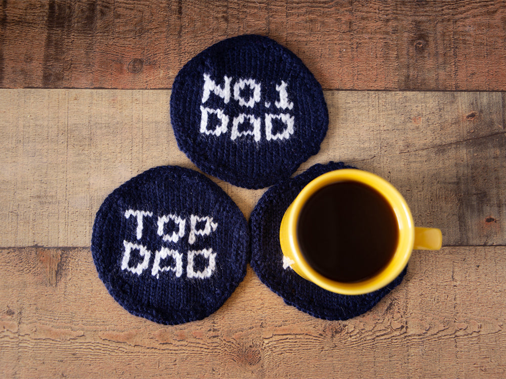 Deramores Knitted Dad Coasters Pattern