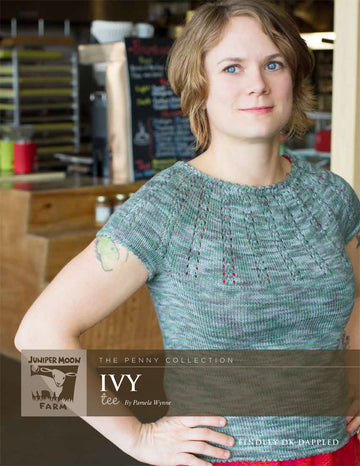 Ivy Laced Yoke Tee in Juniper Moon Findley DK Dappled - PDF
