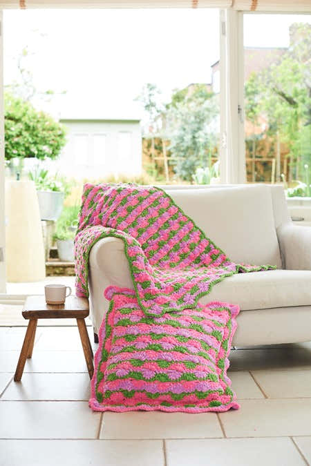 Crochet Blankets and Cushion Cover in Stylecraft Chenille Chunky - 10248