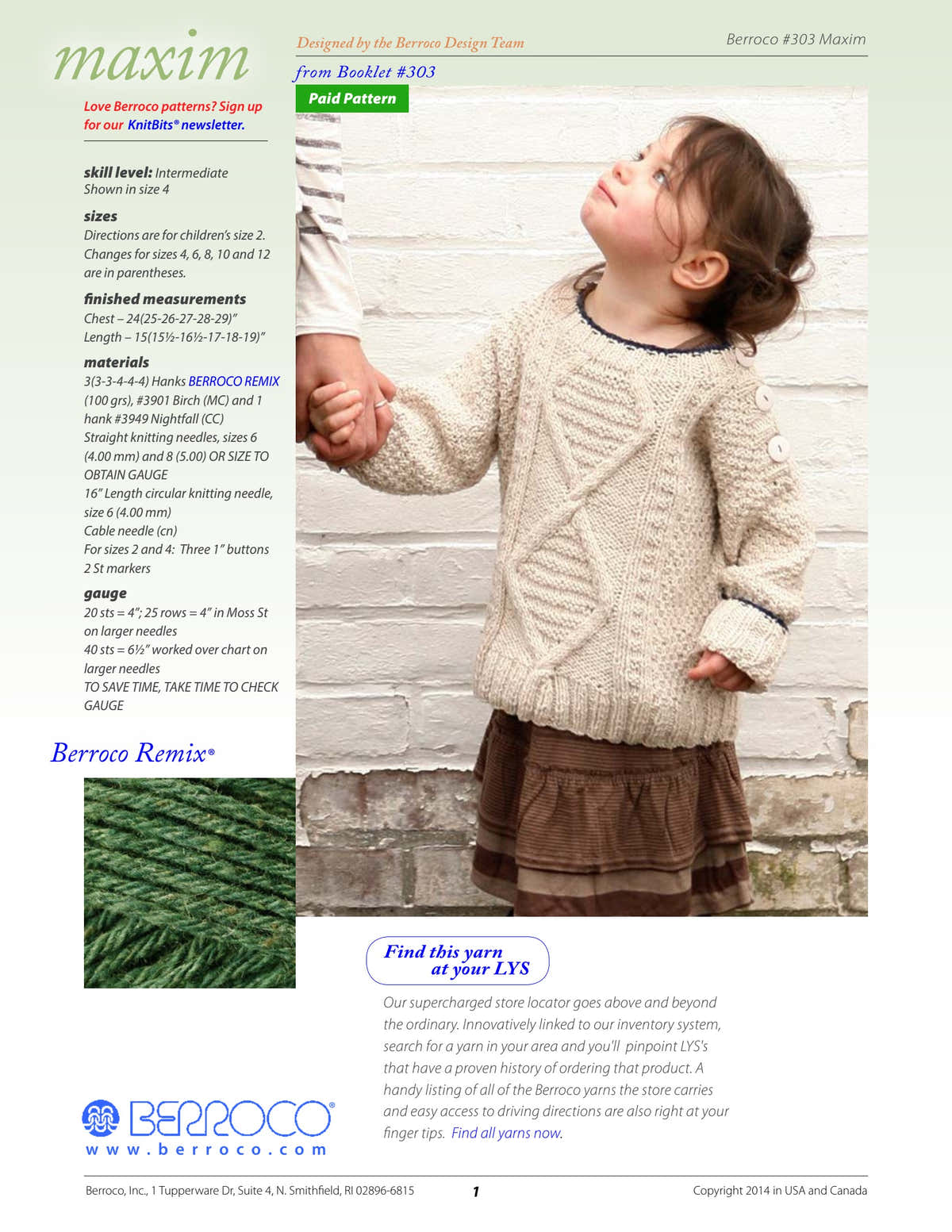 Berroco Maxim Jumper Knitting Pattern