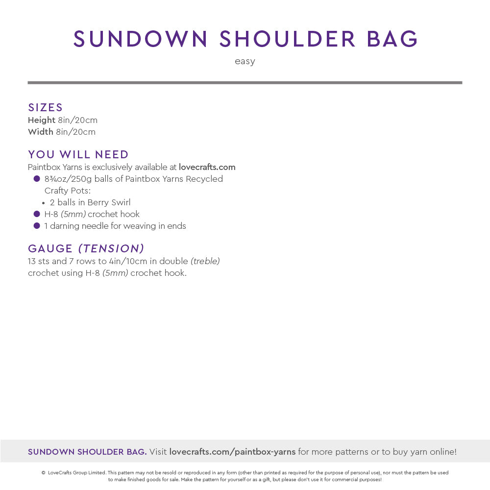 Paintbox Yarns Sundown Shoulder Bag Crochet Pattern