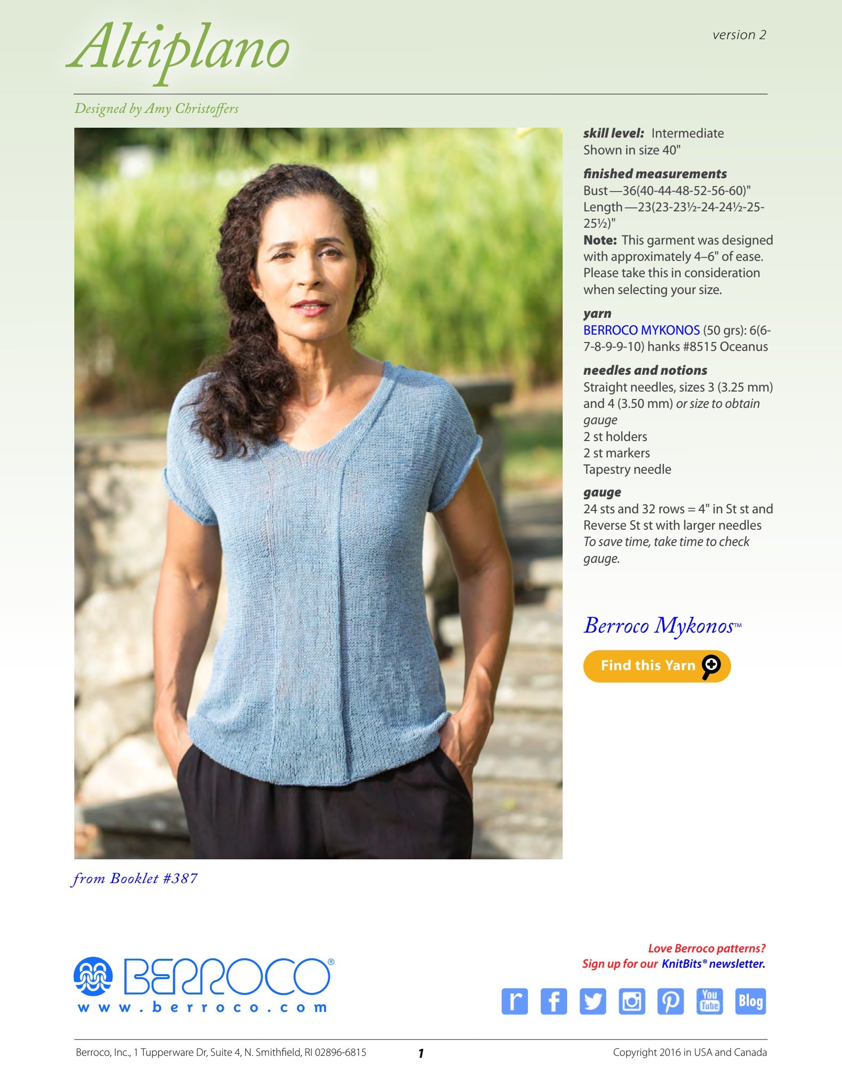 Berroco Altiplano Jumper Knitting Pattern