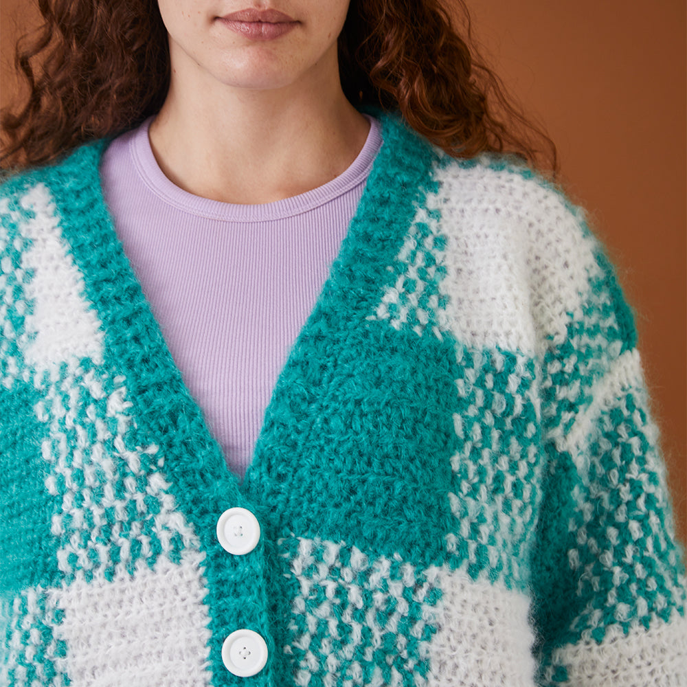 Debbie Bliss Peppermint Plaid Cardigan Crochet Pattern