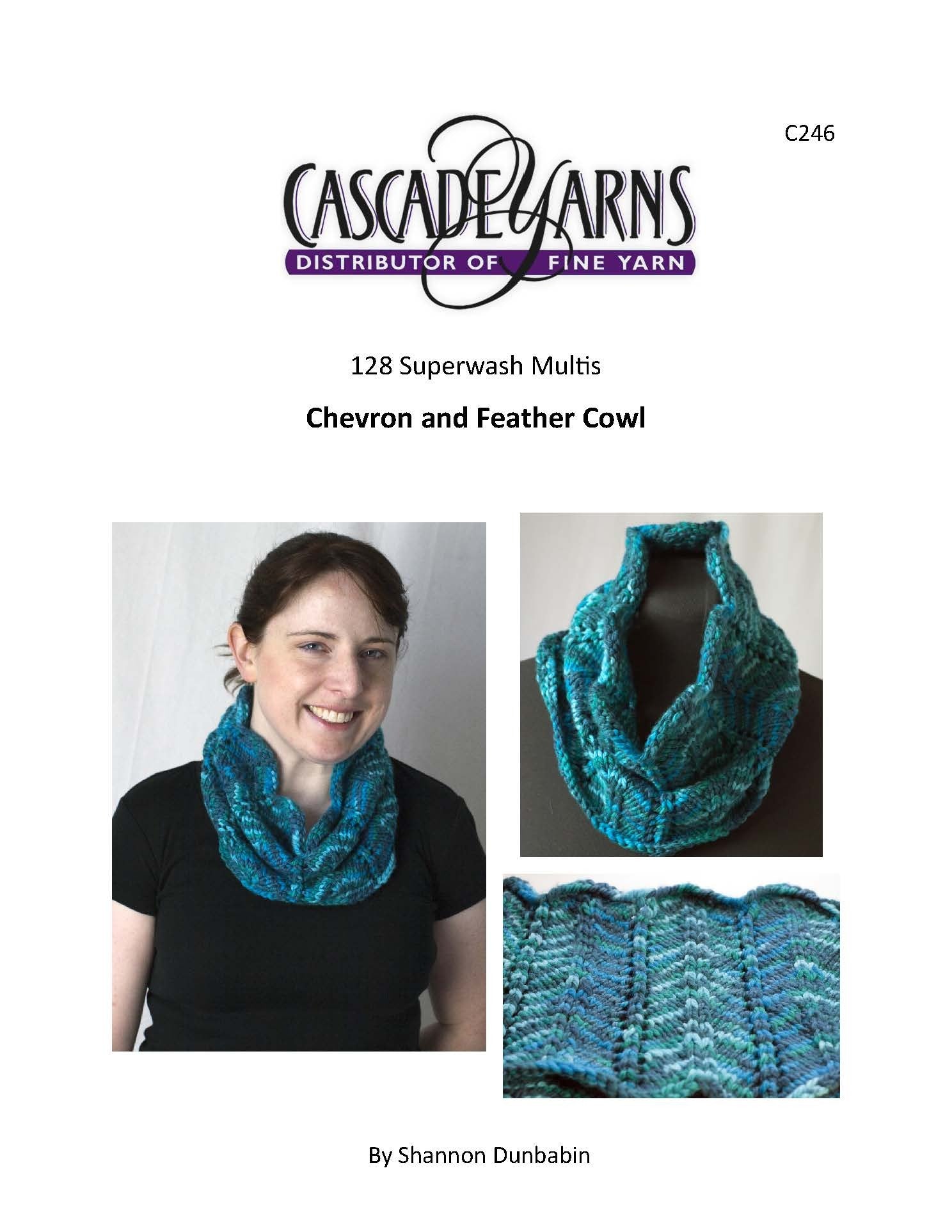Chevron and Feather Cowl in Cascade Yarns Superwash MultisFree