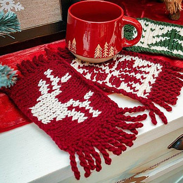 Knit Holiday Mug Rug