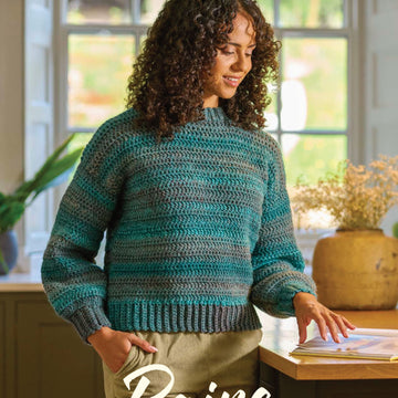 Raine Crochet Crew Neck Jumper by Cassie Ward in Retreat Twist Chunky