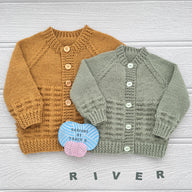 River Baby cardigan knitting pattern 0-9/12mths approx